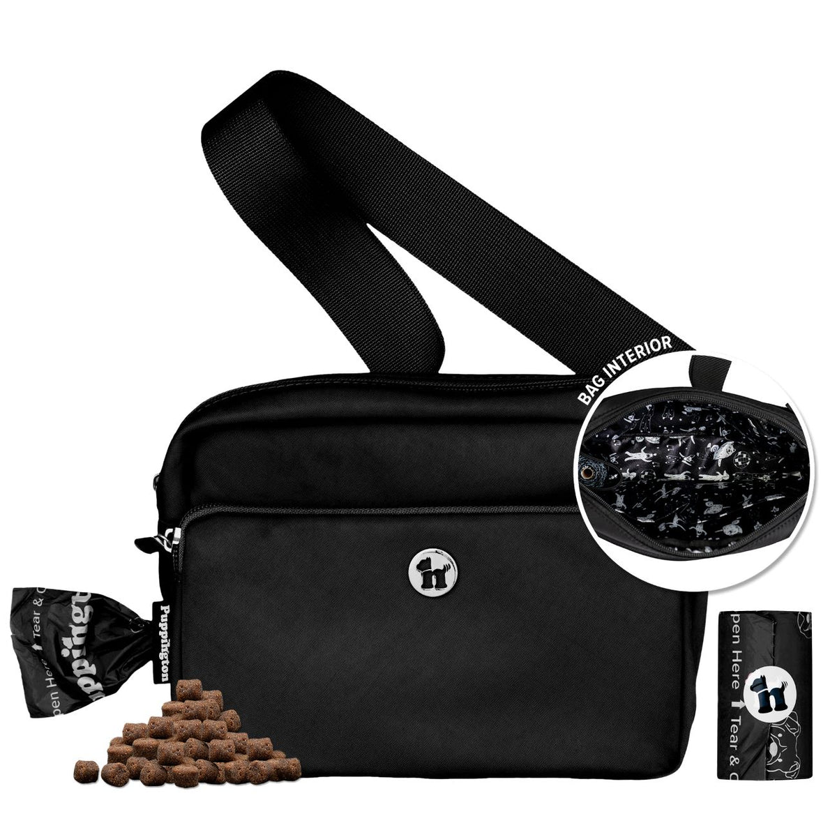 Puppington 3-in-1 Crossbody Dog Treat Pouch with Matching Poop Bags