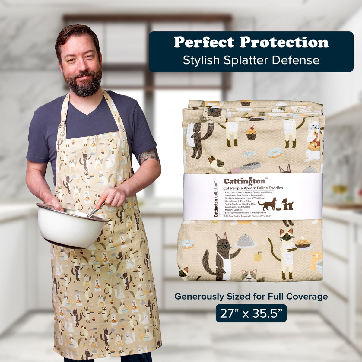 Cattington Cat Apron with Pockets - Feline Foodies