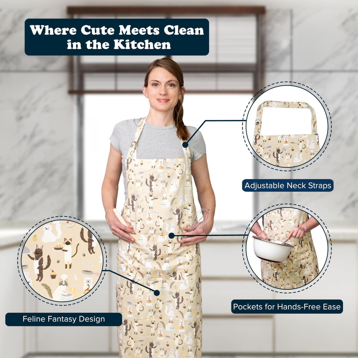 Cattington Cat Apron with Pockets - Feline Foodies