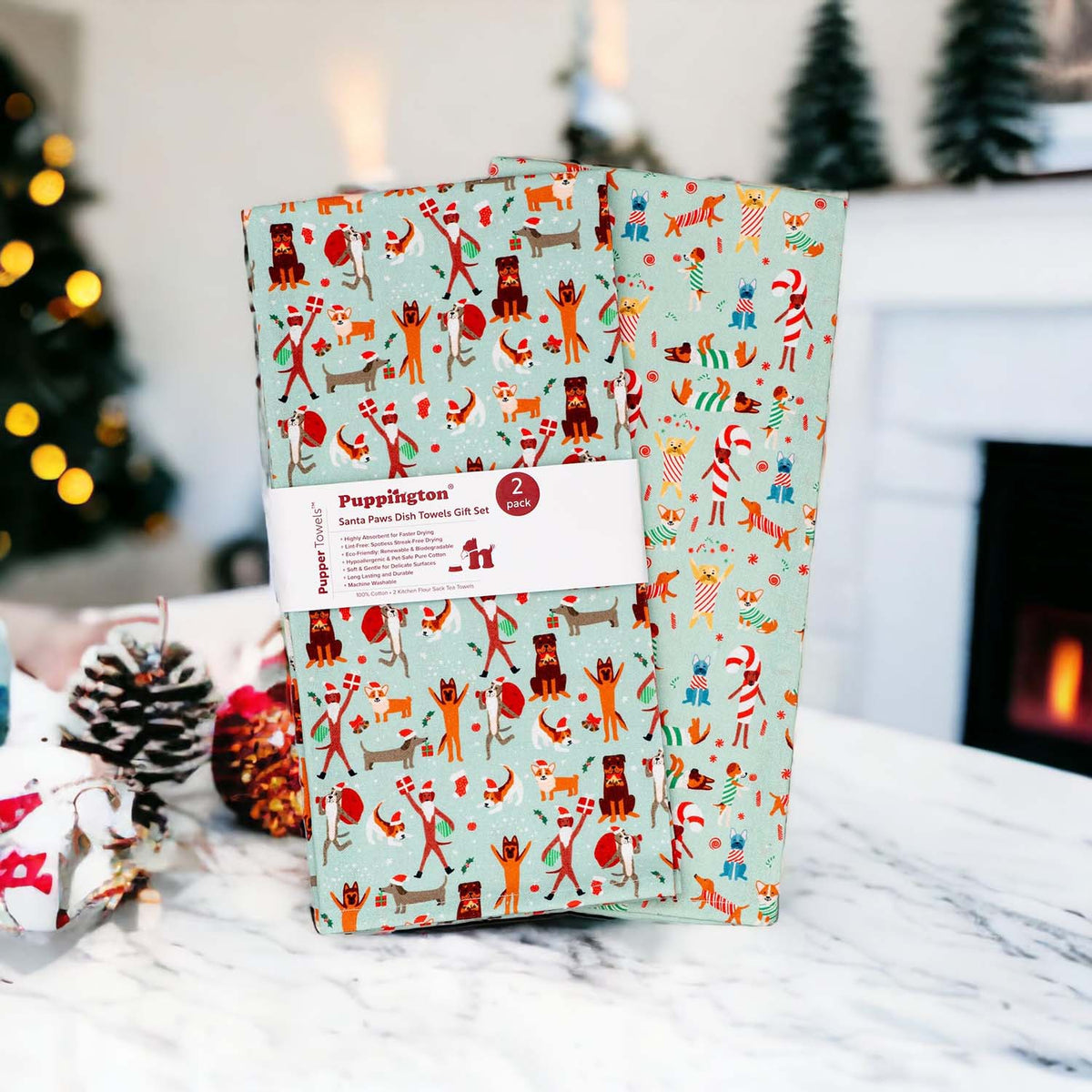 Puppington Kitchen Towels - Christmas Pups