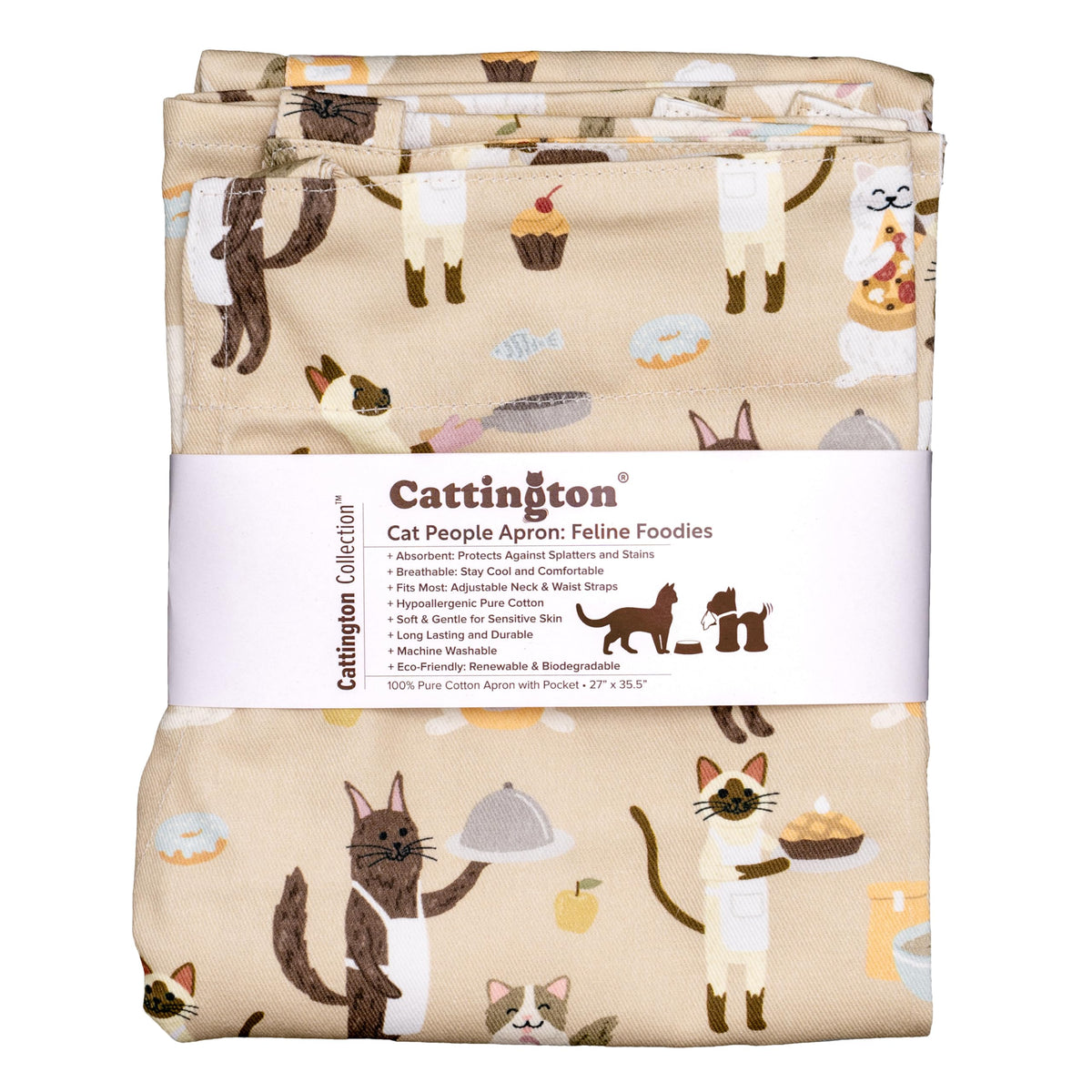 Cattington Cat Apron with Pockets - Feline Foodies