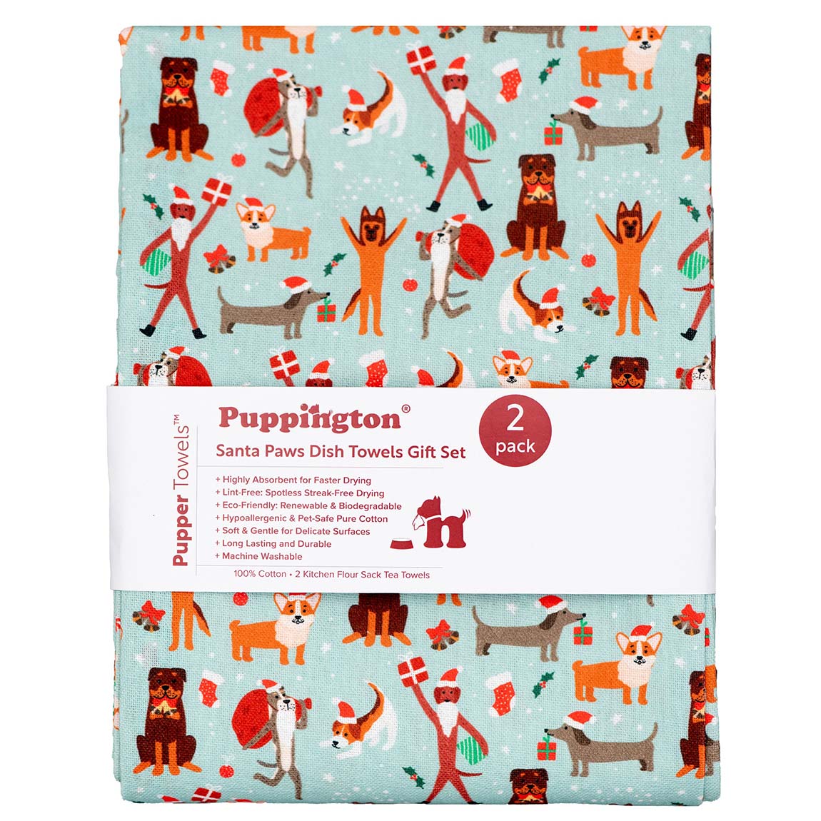 Puppington Kitchen Towels - Christmas Pups