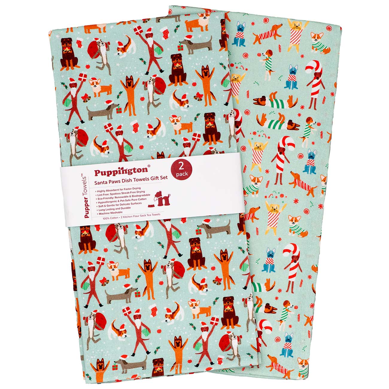 Puppington Kitchen Towels - Christmas Pups