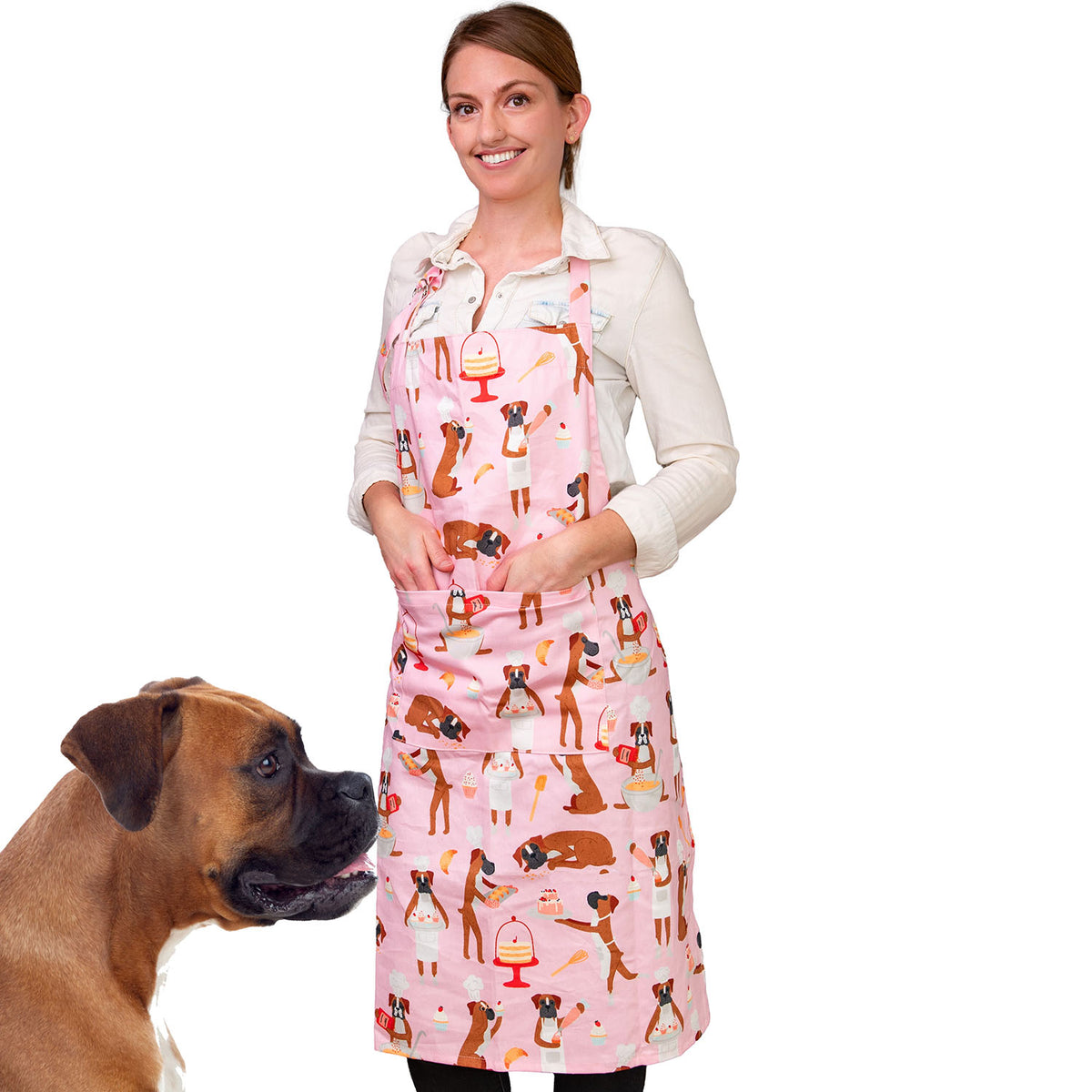 Puppington Pink Apron for Dog Lovers - Baking Boxers