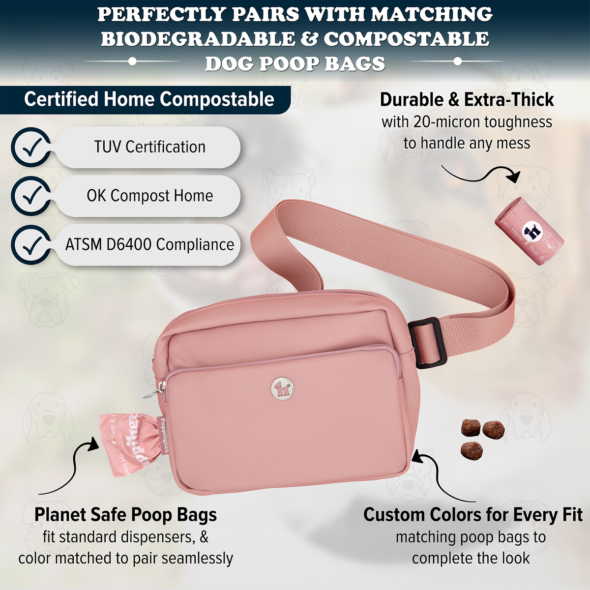Puppington 3-in-1 Crossbody Dog Treat Pouch with Matching Poop Bags