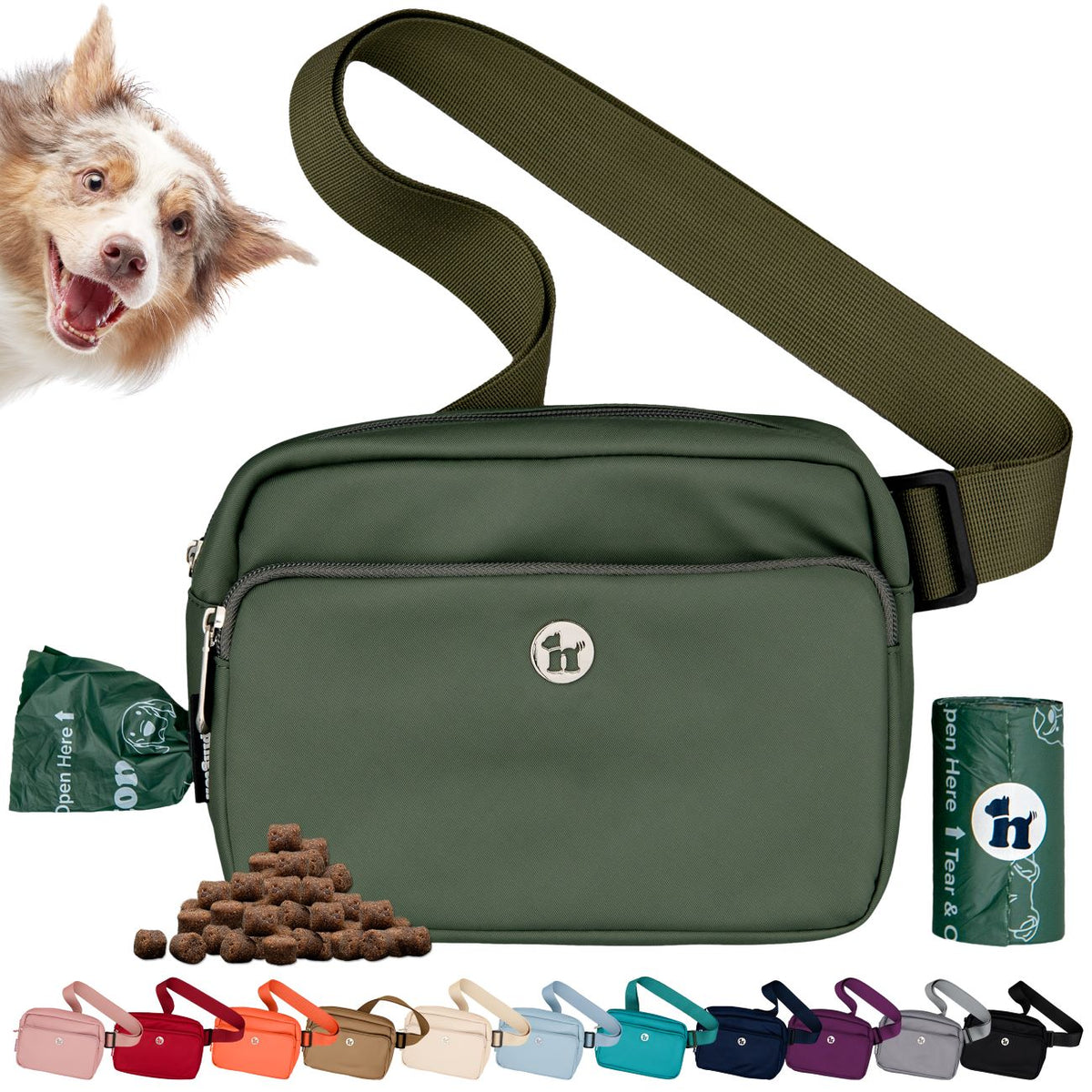 Puppington 3-in-1 Crossbody Dog Treat Pouch with Matching Poop Bags