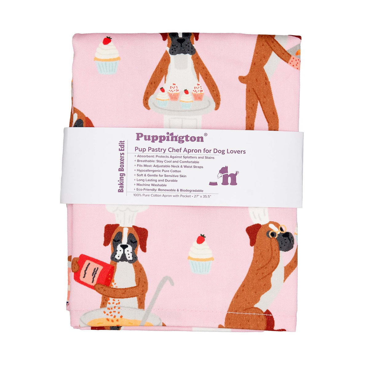 Puppington Pink Apron for Dog Lovers - Baking Boxers