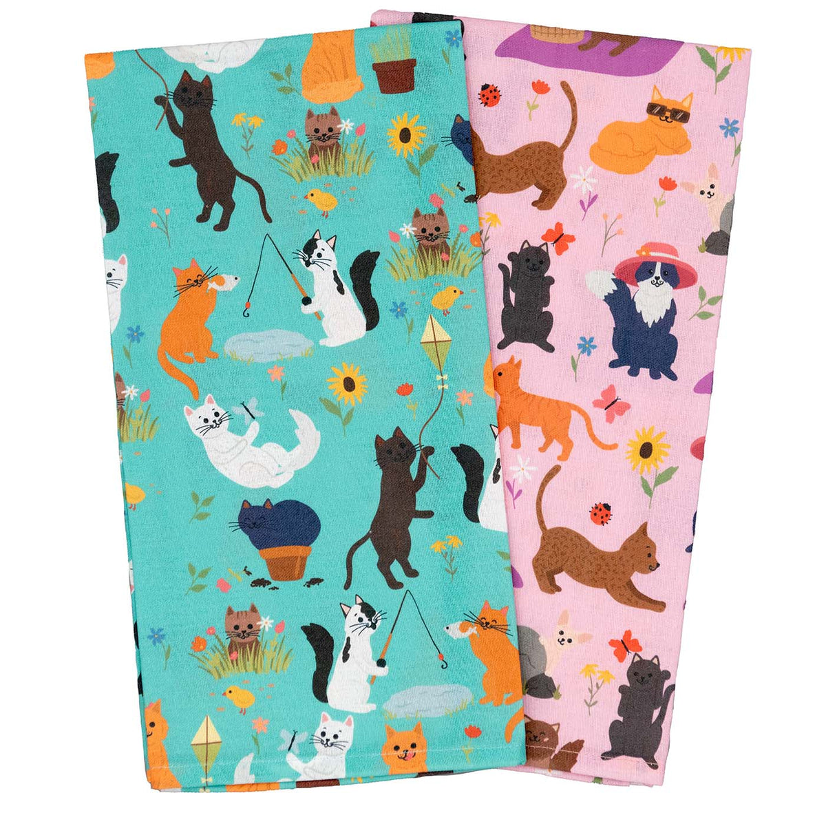 Puppington Kitchen Towels - Spring Kitties (Whiskers &amp; Bloom)