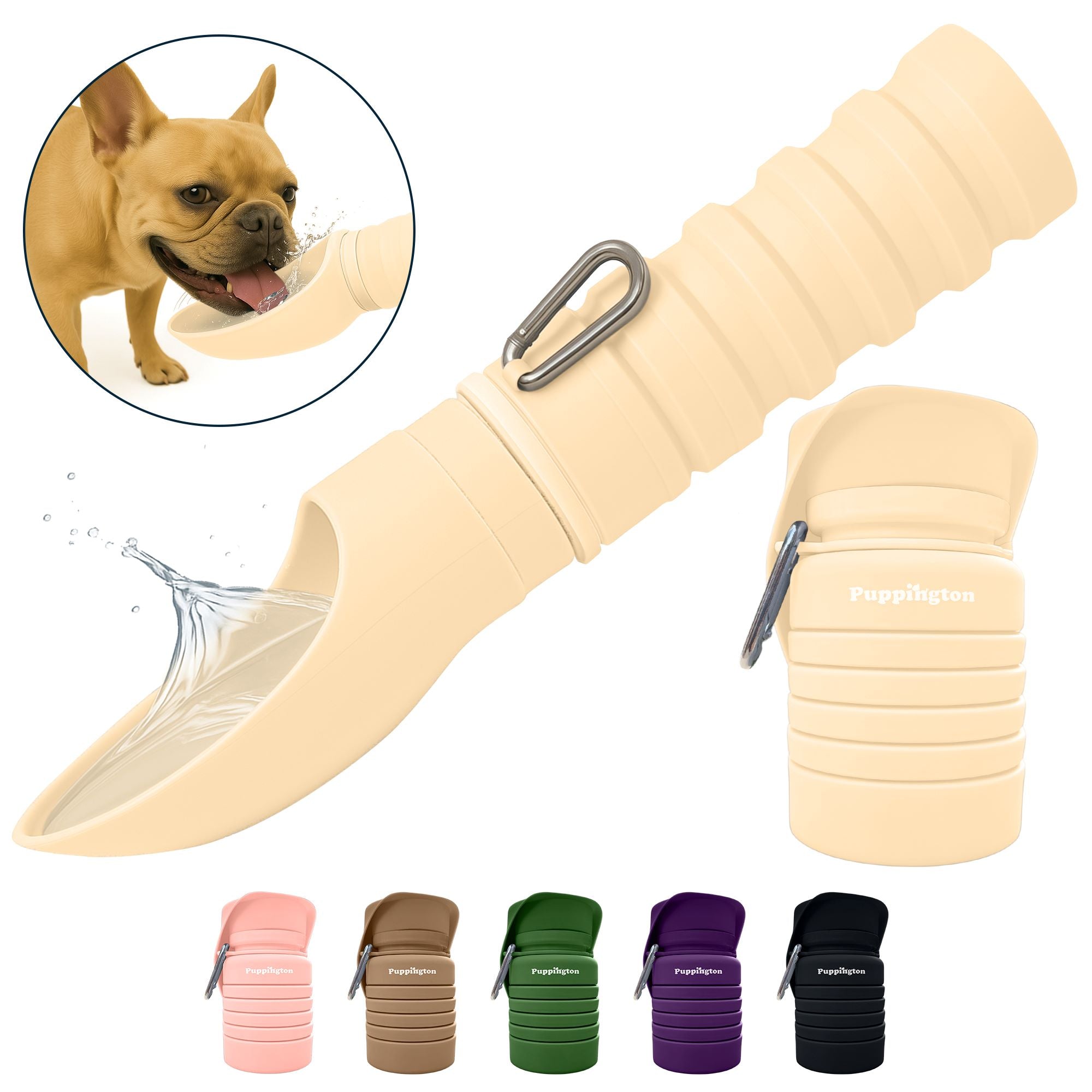 Puppington Faltbare Hundewasserflasche aus Silikon