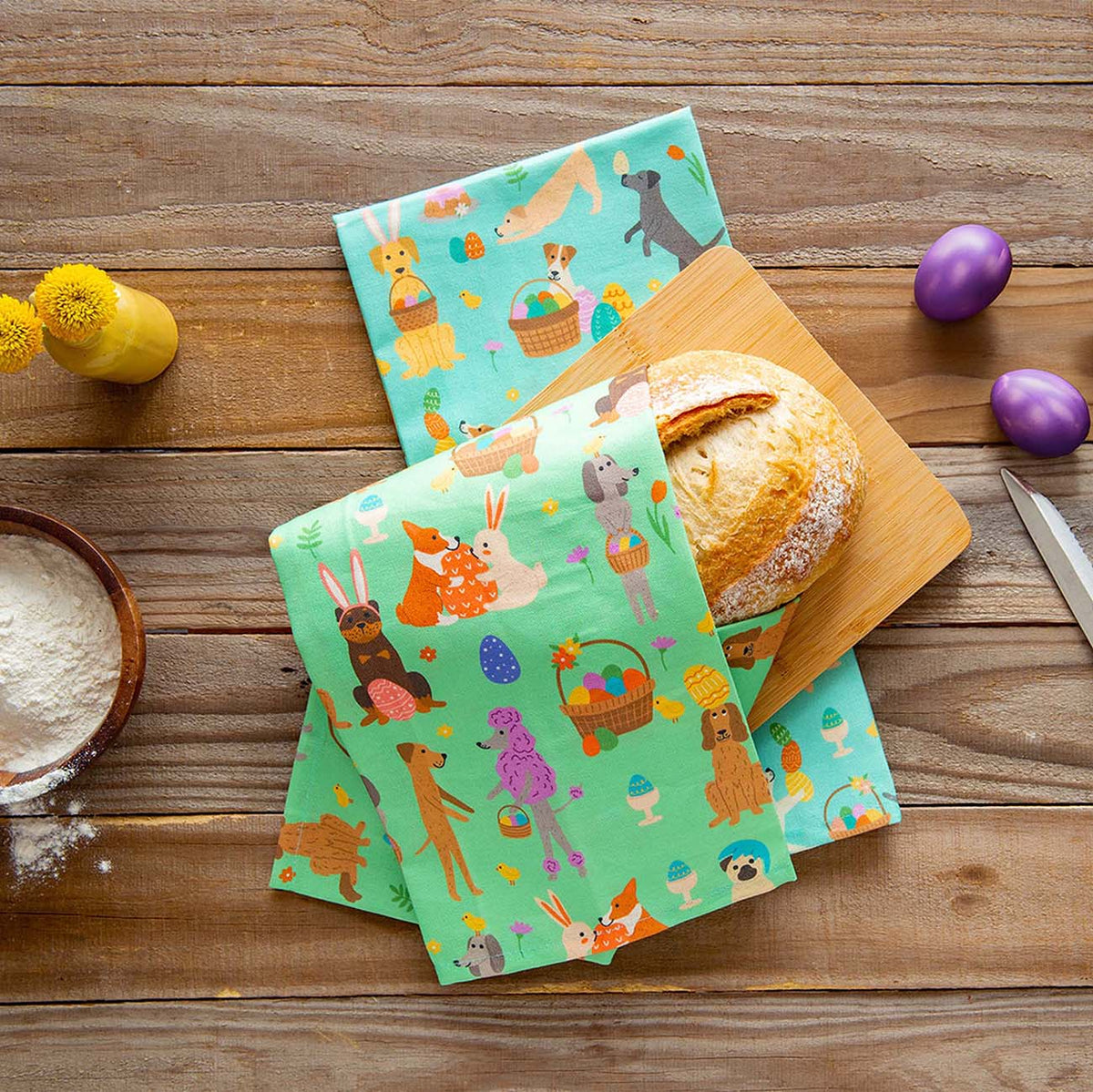 Puppington Kitchen Towels - Easter Pups (Egg Hunt Hounds)