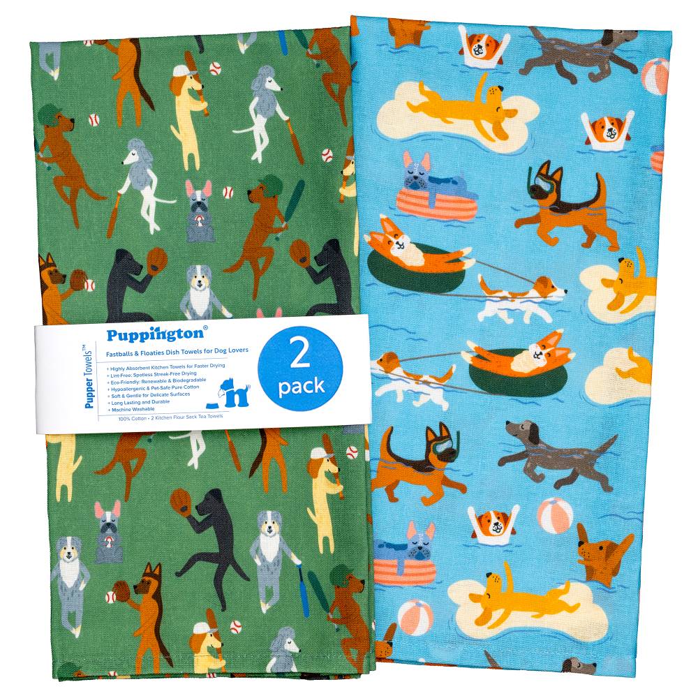 Puppington Kitchen Towels - Fastballs & Floaties