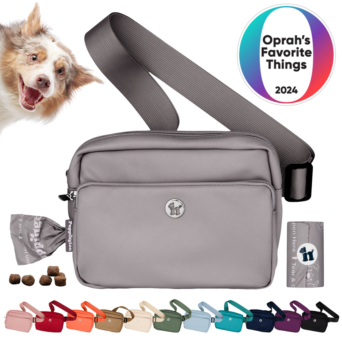 Puppington 3-in-1 Crossbody Dog Treat Pouch with Matching Poop Bags