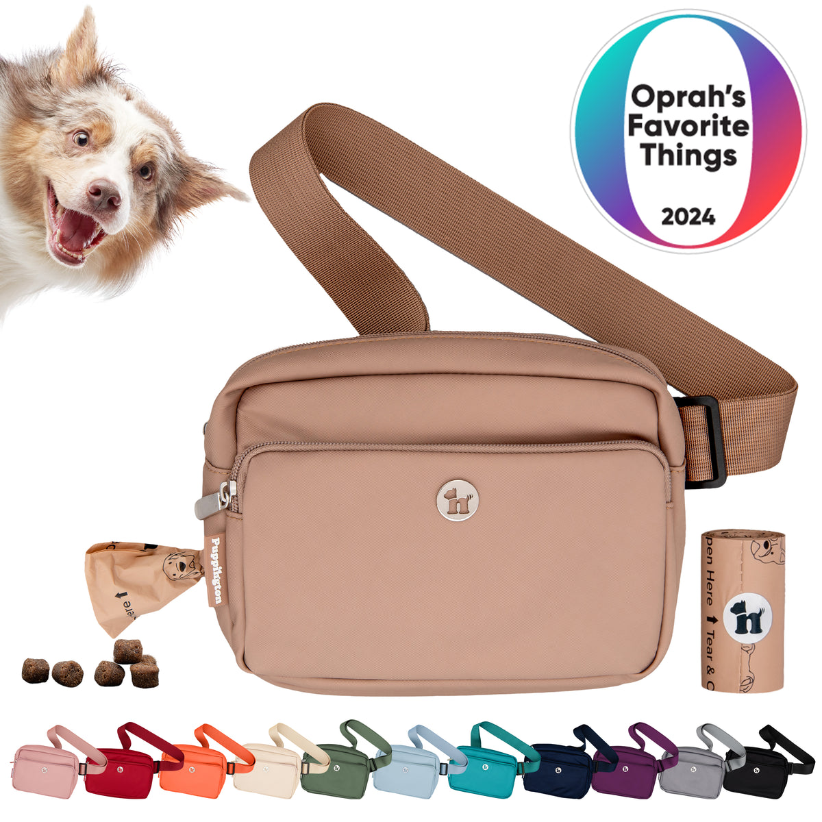 Puppington 3-in-1 Crossbody Dog Treat Pouch with Matching Poop Bags