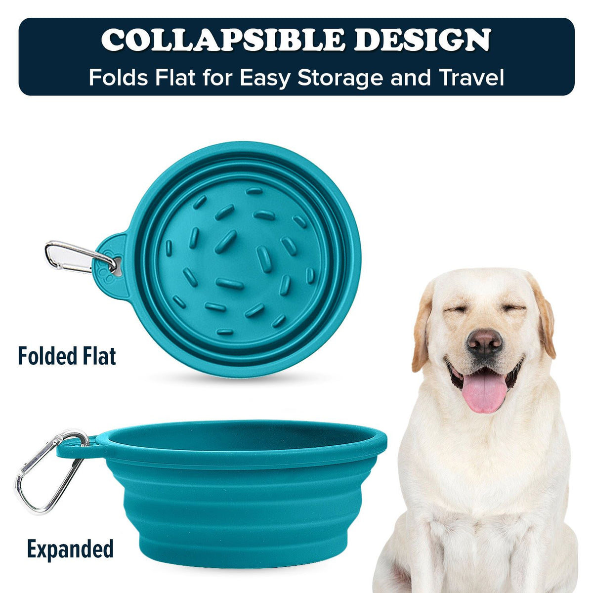 Puppington Slow-Feeding Reisvoerbak voor Honden