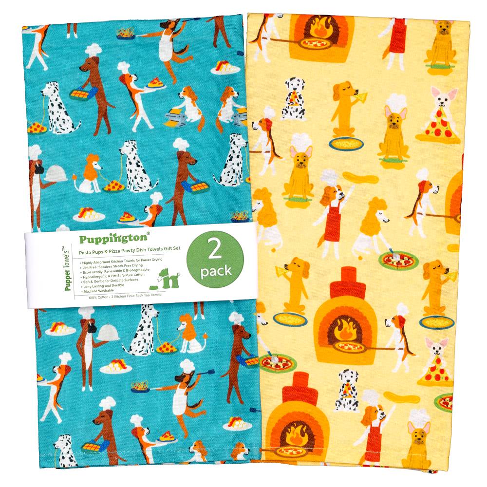 Puppington Kitchen Towels - Pasta Pups & Pizza Pawty
