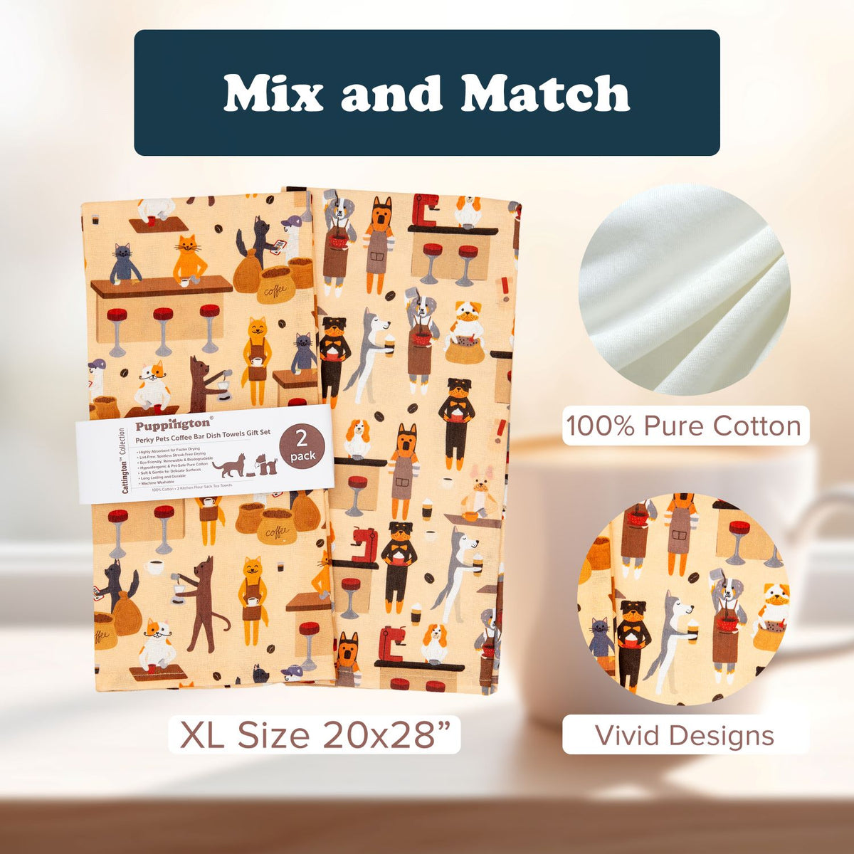 Puppington Kitchen Towels - Perky Pets Coffee Bar