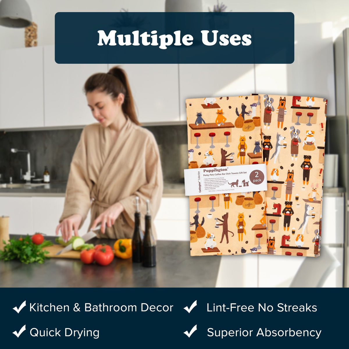 Puppington Kitchen Towels - Perky Pets Coffee Bar