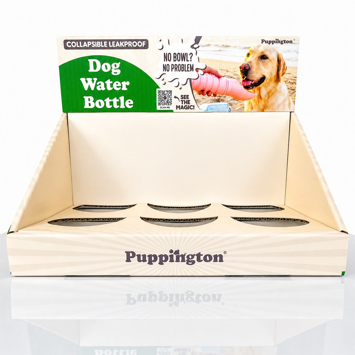 Dog Water Bottle Retail Counter Display for Puppington Retailers