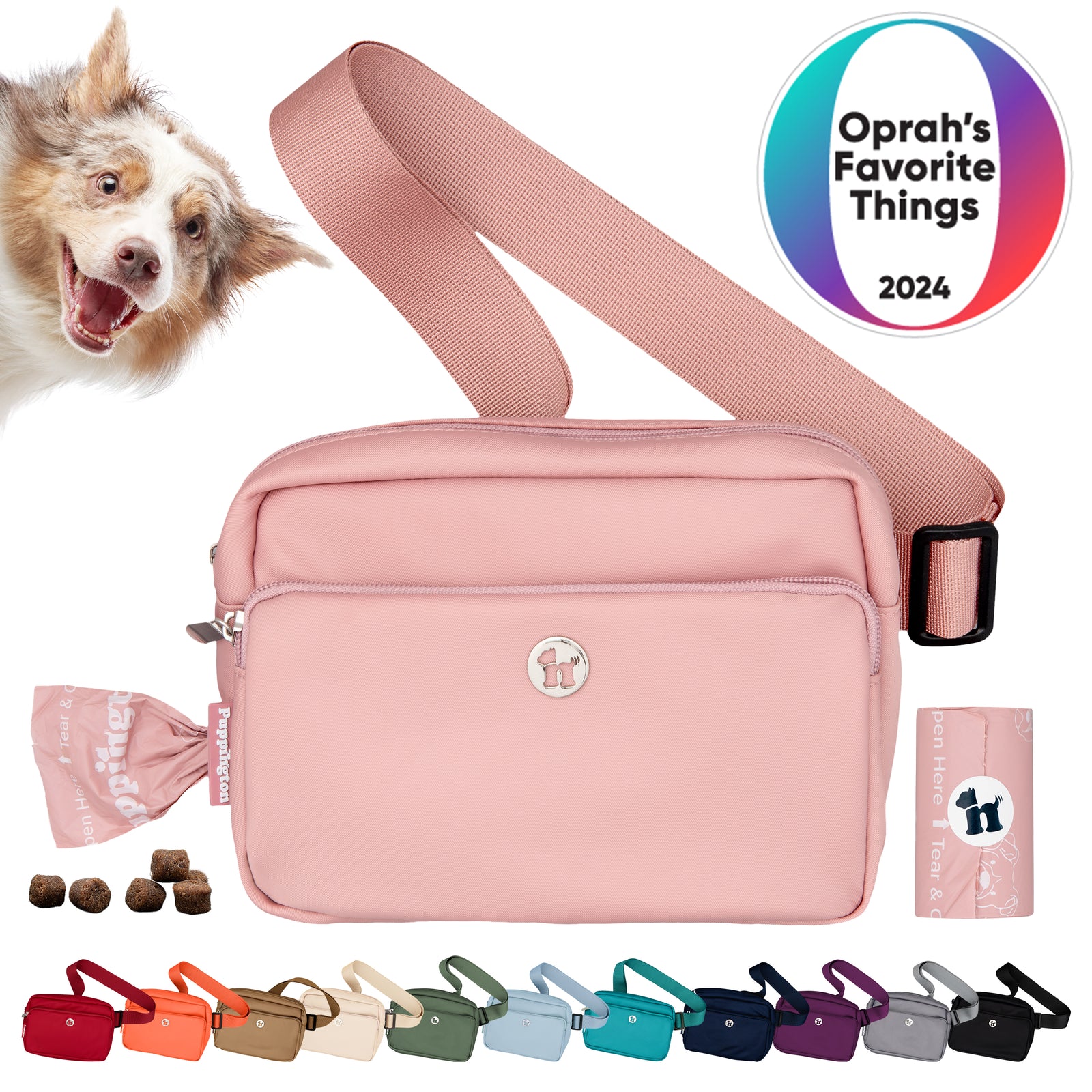 Puppington 3-in-1 Crossbody Dog Treat Pouch with Matching Poop Bags