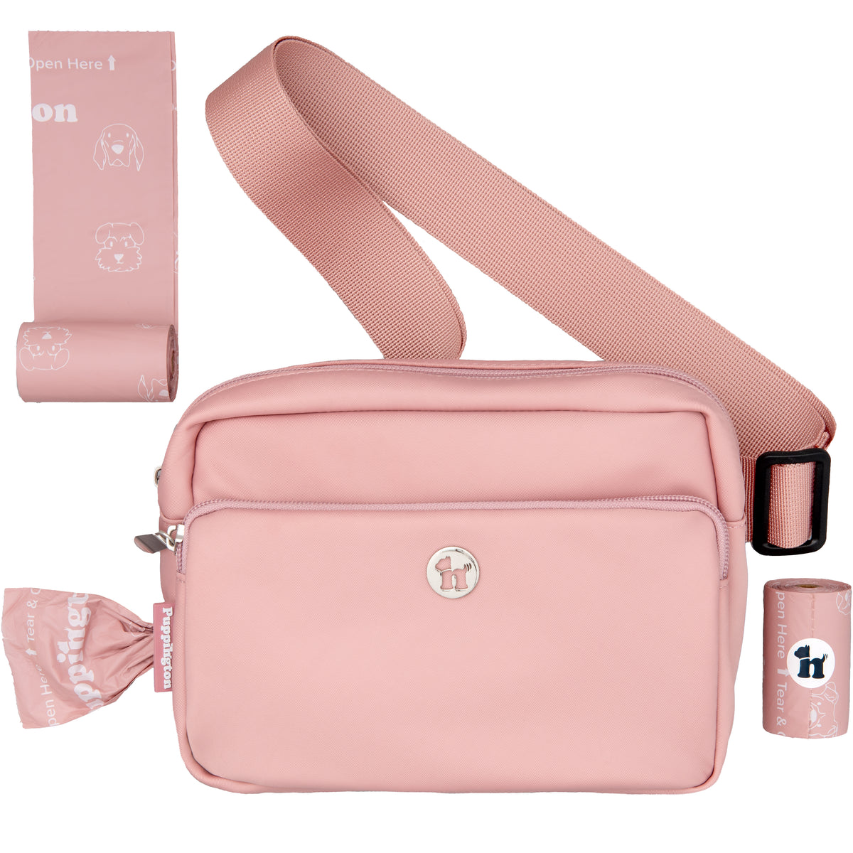 Puppington 3-in-1 Crossbody Dog Treat Pouch with Matching Poop Bags