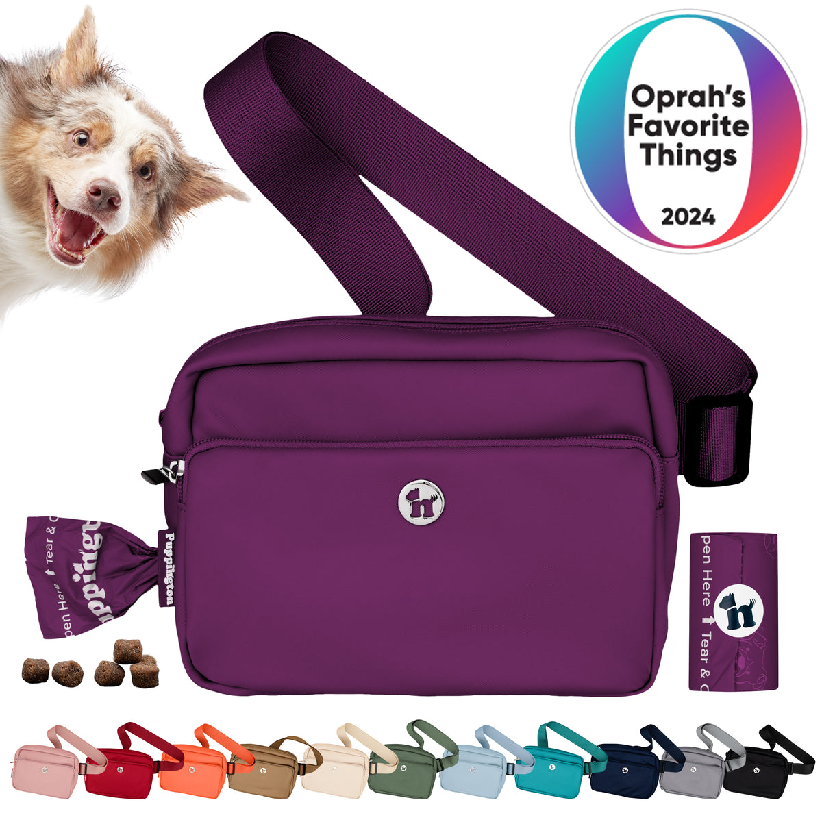 Puppington 3-in-1 Crossbody Dog Treat Pouch with Matching Poop Bags