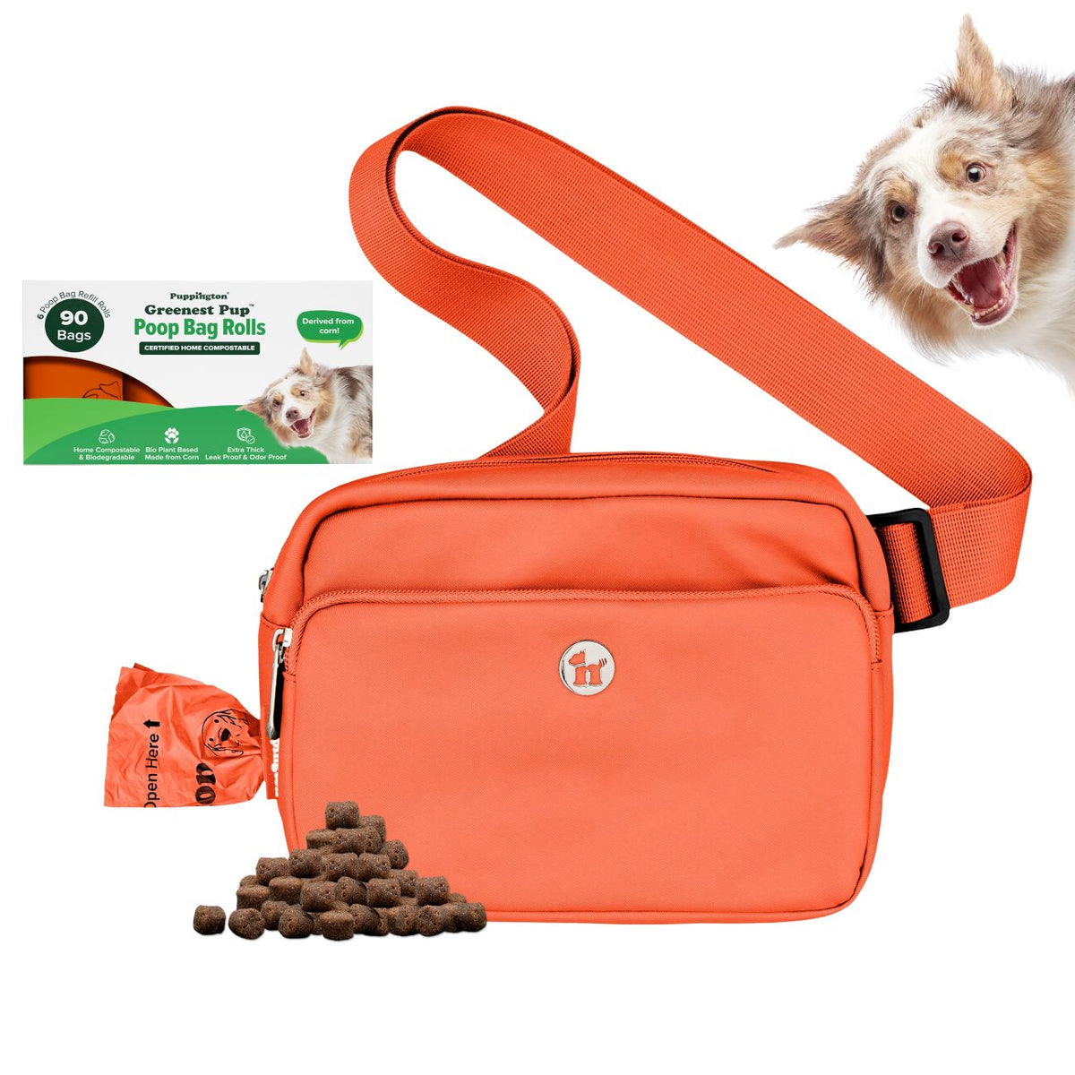 3-in-1 Crossbody Hondenuitlaatzak &amp;amp; Snoepzakje met bijpassende composteerbare poepzakjes