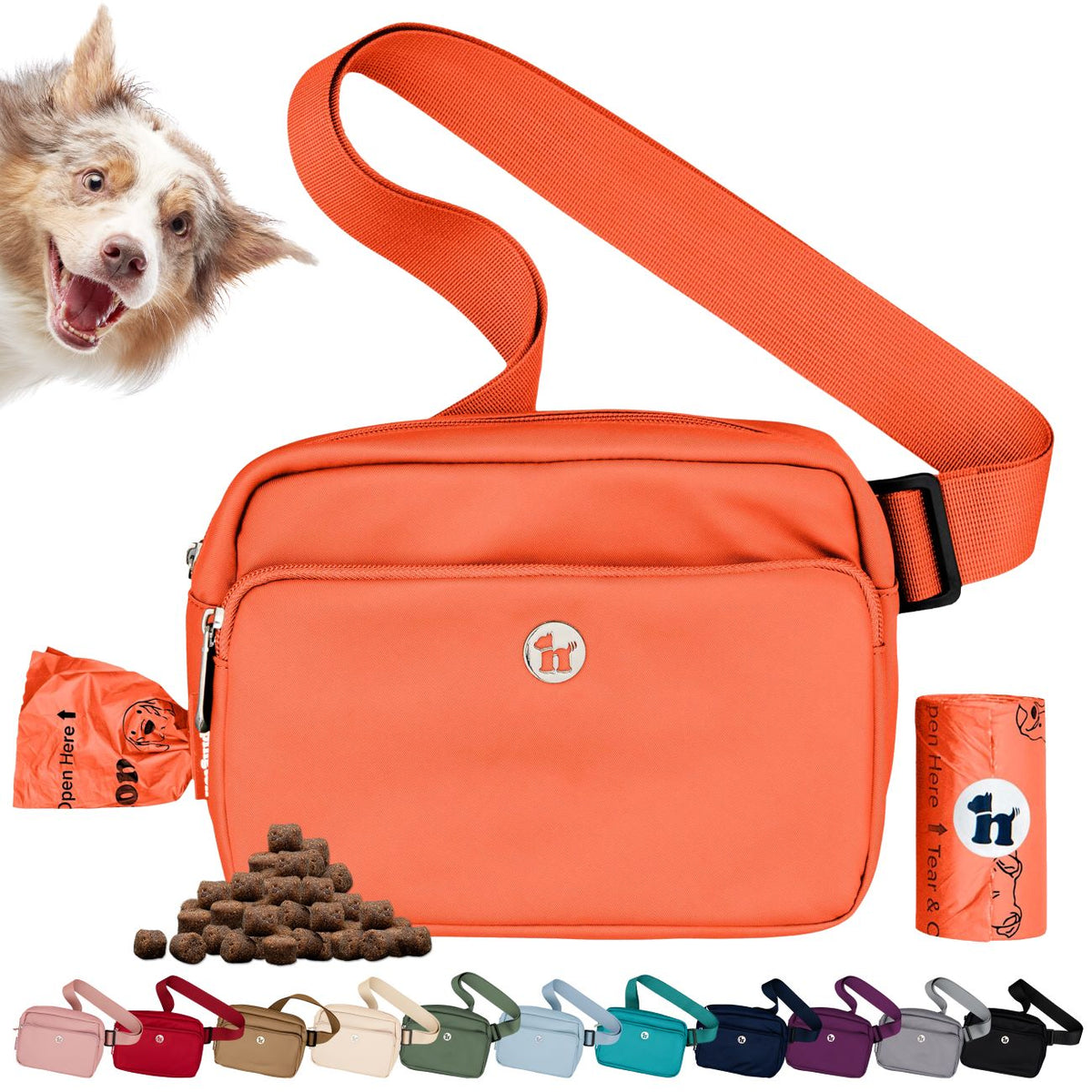 Puppington 3-in-1 Crossbody Dog Treat Pouch with Matching Poop Bags