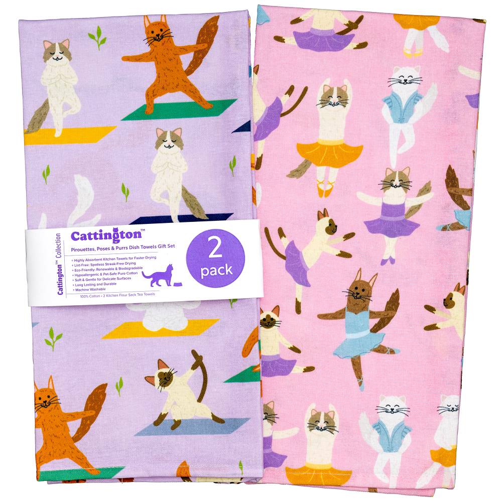 Cattington Kitchen Towels - Pirouettes, Poses, and Purrs
