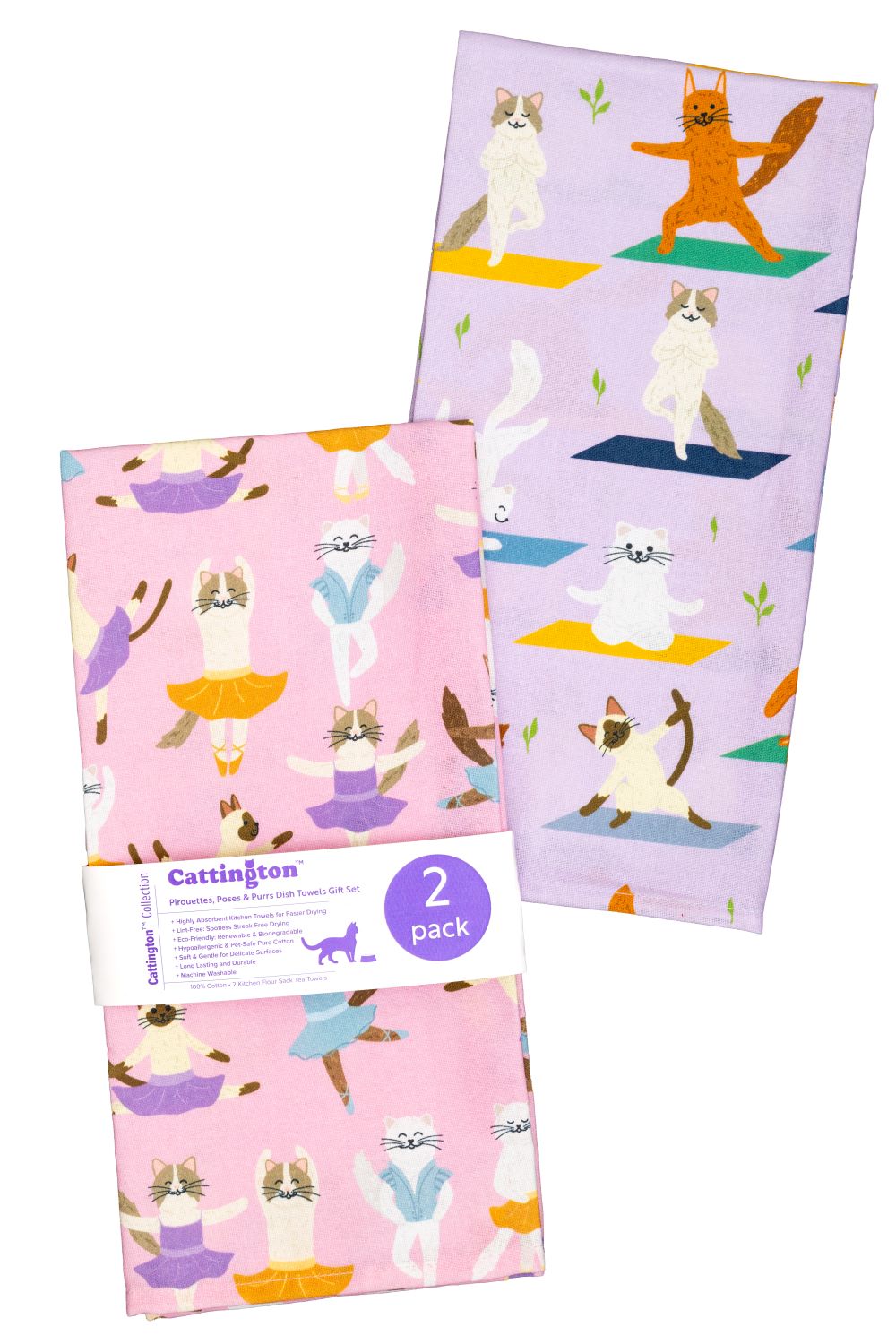 Cattington Kitchen Towels - Pirouettes, Poses, and Purrs
