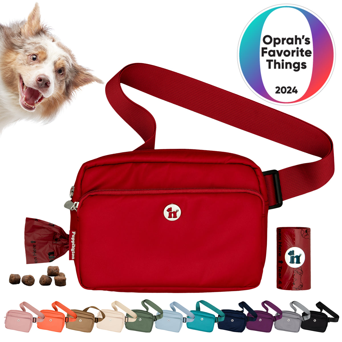 Puppington 3-in-1 Crossbody Dog Treat Pouch with Matching Poop Bags