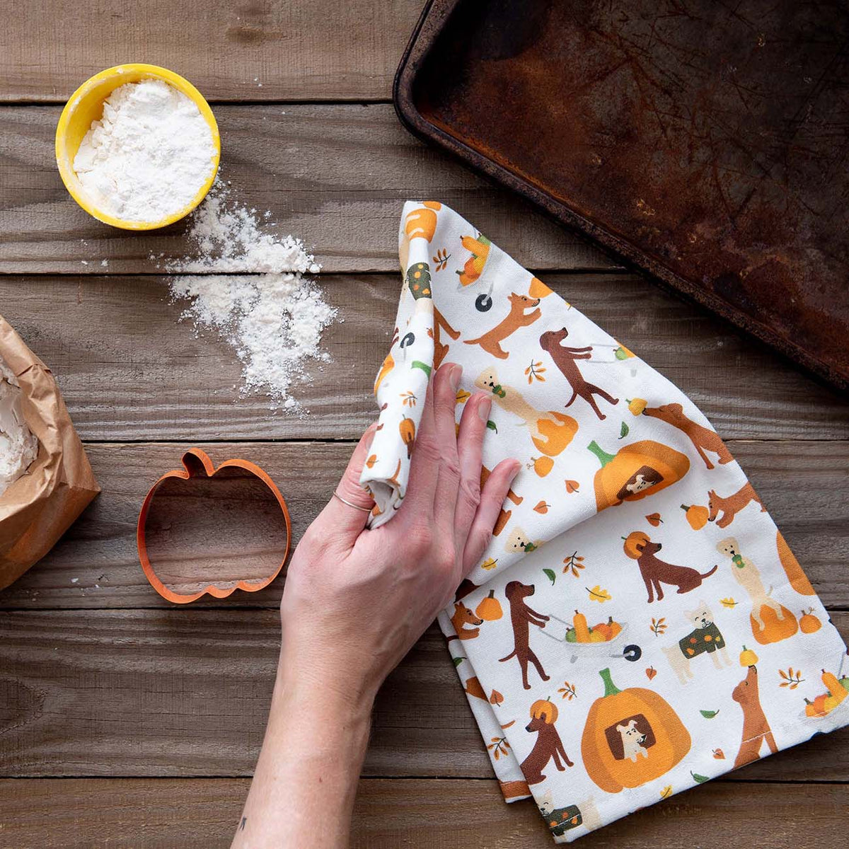 Pupkins Kitchen Towel Gift Set Fall Decor - Halloween and Thanksgiving Dog Tea Towels - Harvest Hounds