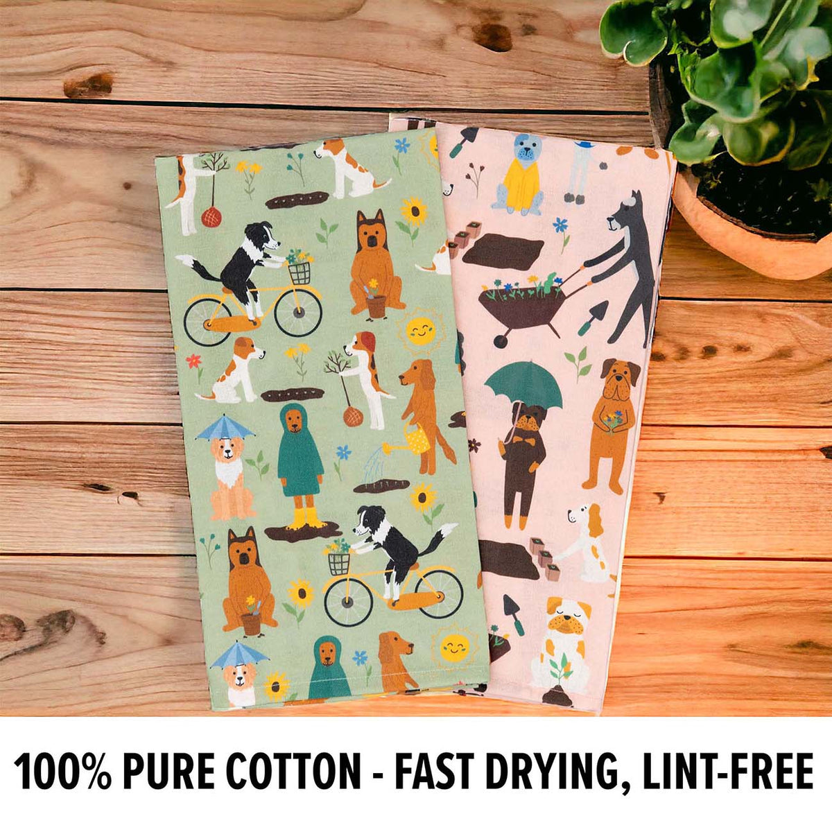 Puppington Kitchen Towels - Spring Pups