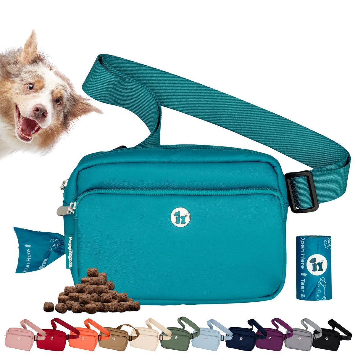 Puppington 3-in-1 Crossbody Dog Treat Pouch with Matching Poop Bags