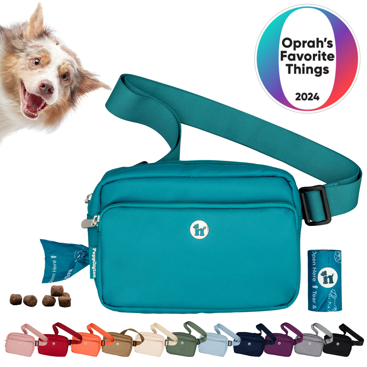 Puppington 3-in-1 Crossbody Dog Treat Pouch with Matching Poop Bags