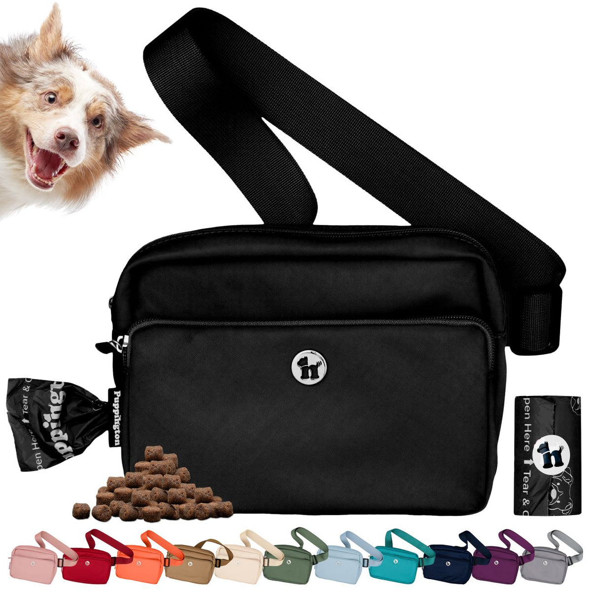 Puppington 3-in-1 Crossbody Dog Treat Pouch with Matching Poop Bags