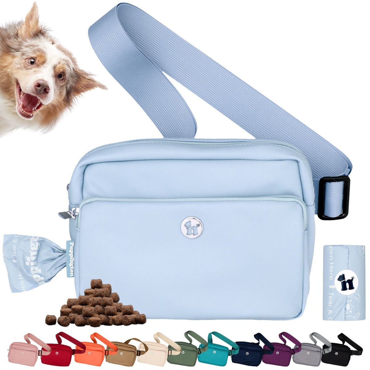 Puppington 3-in-1 Crossbody Dog Treat Pouch with Matching Poop Bags