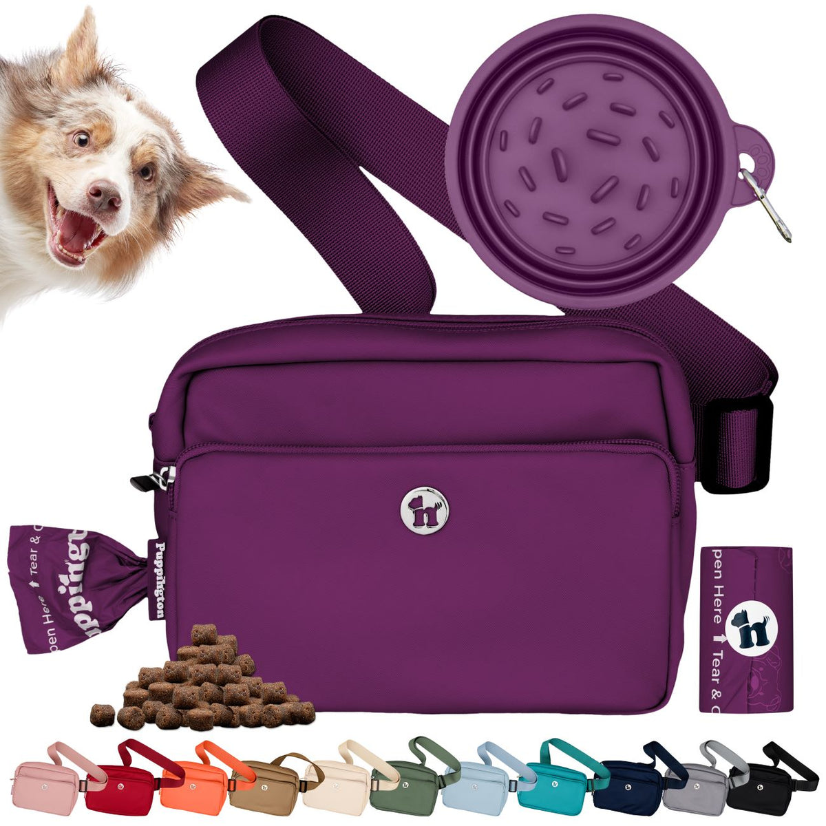 kid uses poo bag as rain coat dog in bag Favorite Things 2024 | 3-in-1 Crossbody Dog Bag, Bowl & Poop Bags