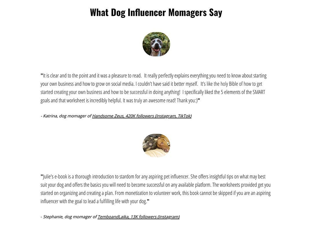 What dog influencer momagers say
